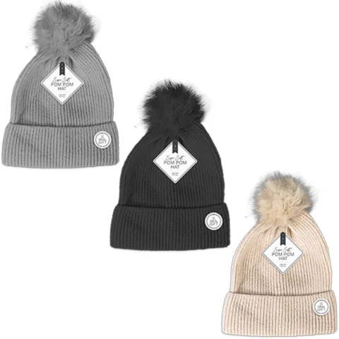 Farley Mill Ladies Super Soft Marl Pom Pom Ribbed Hat Assorted Colours