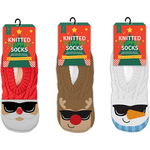 Farley Mill Men's Christmas Novelty Fleece Knitted Slipper Socks Assorted