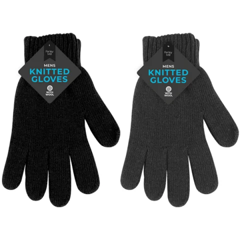Farley Mill Men's Knitted Wool Gloves Assorted
