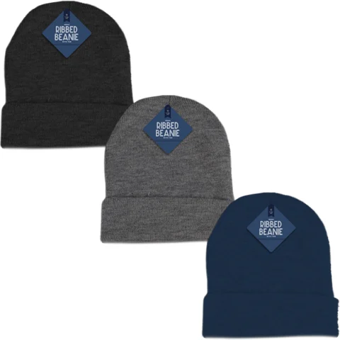 Farley Mill Men's Ribbed Beanie Tab Hat Assorted Colours