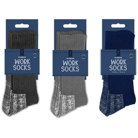 Farley Mill Ribbed Work Socks Assorted Colours 5 Pack