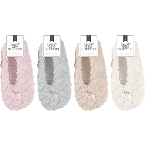 Farley Mill Super Soft Gem Trim Slippers Assorted
