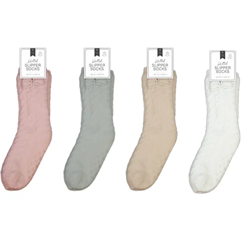 Farley Mill UK 3-7 Lurex Knitted Slipper Socks Assorted Colours