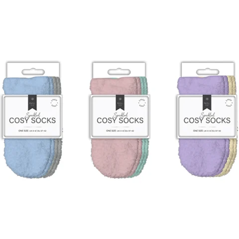 Farley Mill UK 4-8 Ladies Mixed Cosy Socks 2 Pack Assorted Colours