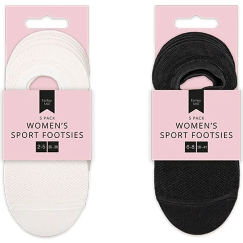 Farley Mill Women's Sport Footsies 5 Pack Assorted Colours