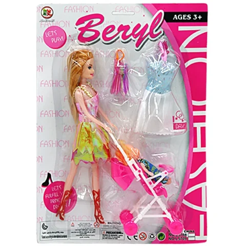 Fashion Mum Doll With Baby Doll, Pram & Outfits