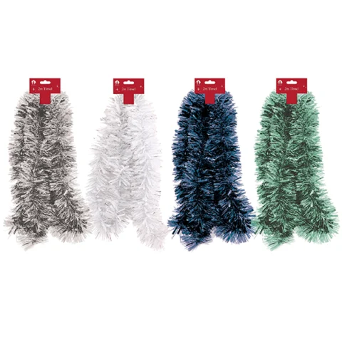 Festive Wonderland Christmas Chunky Forest Frost Tinsel 2m Assorted Colours