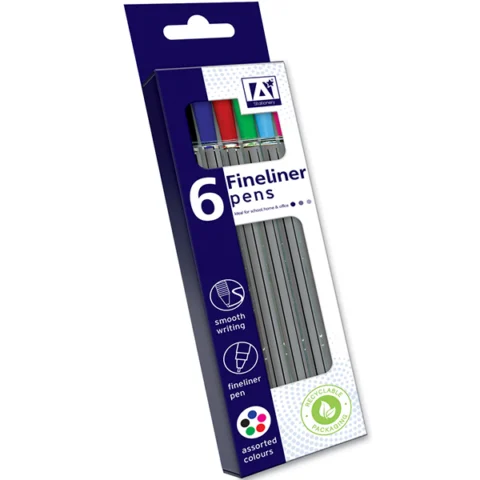Fineliners Assorted Colours 6 Pack