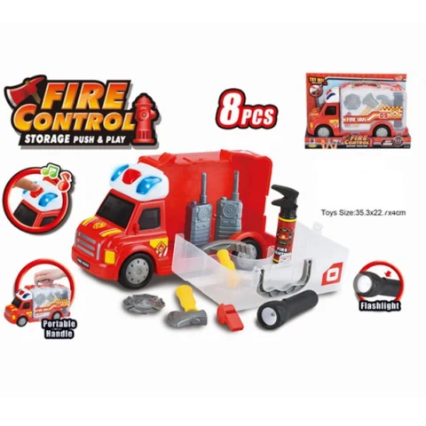 Firefighter Light & Sound Storage Truck With Tools & Accessories