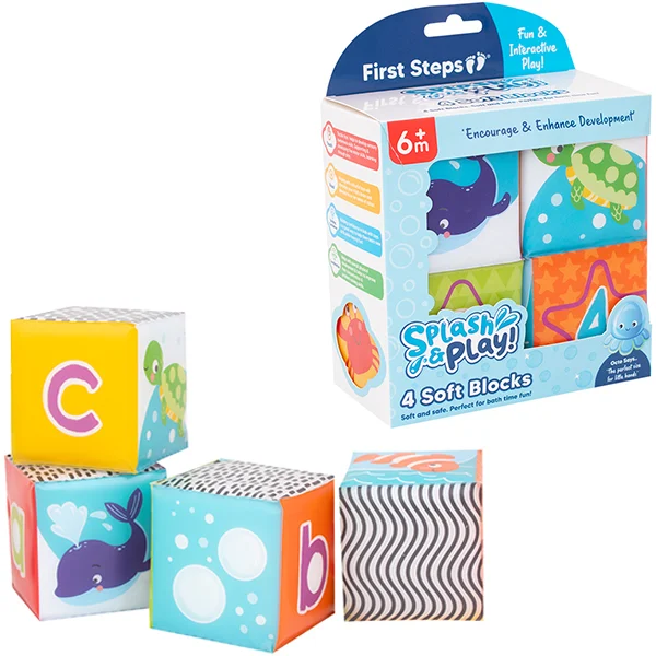 First Steps 6m+ Bath Time Soft Blocks Baby Toys 4 Pack