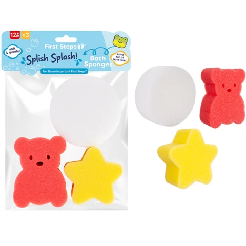 First Steps Assorted Baby Bath Sponges 3 Pack