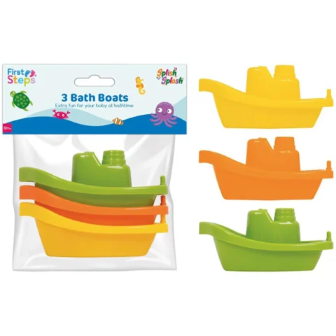 First Steps Baby Bath Boats Assorted Colours 3 Pack