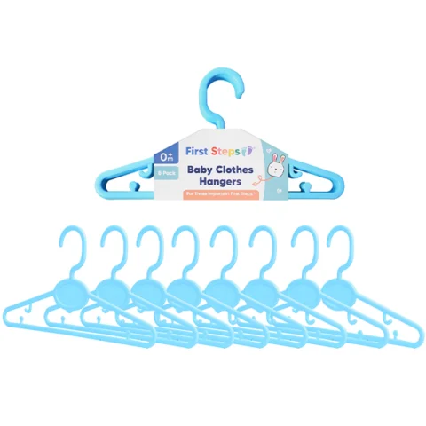 First Steps Blue Baby Clothes Hangers 8 Pack