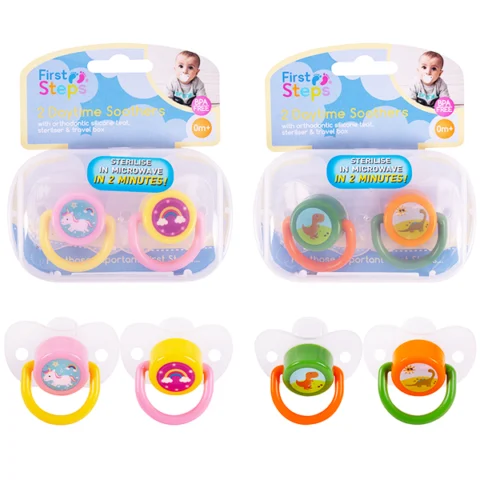 First Steps Daytime Soothers & Steriliser Box 2 Pack Assorted