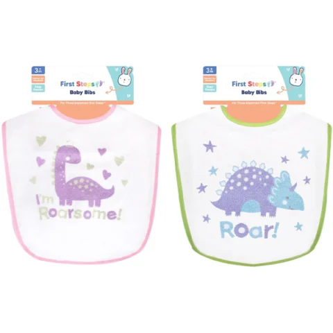First Steps Dinosaur Baby Bib Assorted
