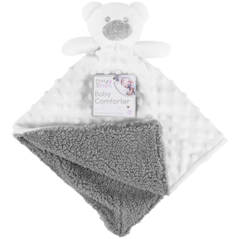 First Steps Double-Sided Mink Sherpa Fleece Baby Comforter Blanket Cream 30cm X 28cm