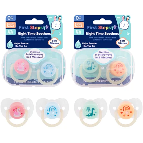First Steps Glow In The Dark Night-Time Soothers Assorted 2 Pack