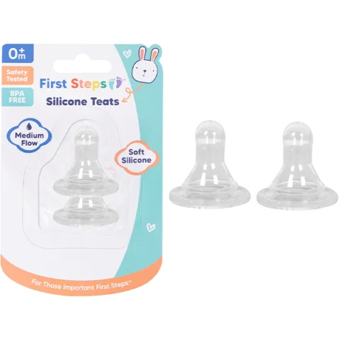 First Steps Medium Flow Silicone Teats 2 Pack