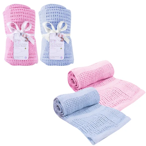 First Steps Soft Pure Cotton Cellular Blanket Assorted Colours