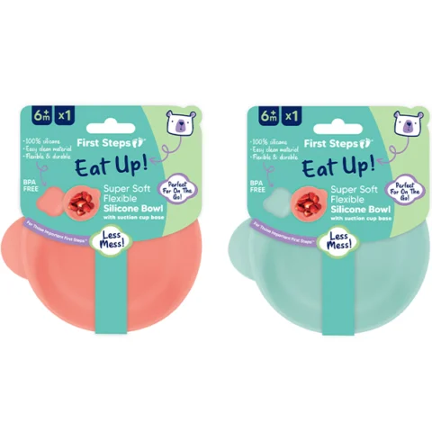 First Steps Super Soft Flexible Silicone Suction Divider Baby Plate 19.5cm Assorted Colours