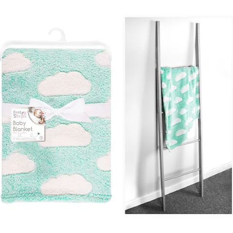 First Steps Teal Cloud Baby Blanket 75cm X 100cm