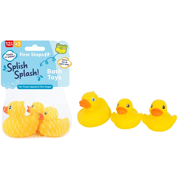 First Steps Vinyl Duck Family Bath Baby Toys 3 Pack