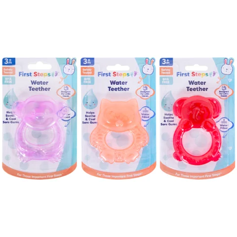 First Steps Water Filled Animal Baby Teether 3 Assorted