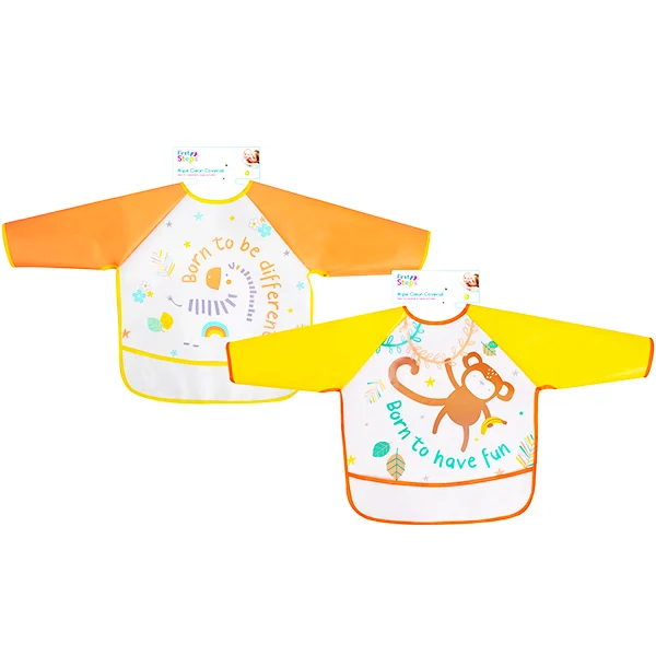 First Steps Wipe-Clean Coverall Baby Bib Assorted