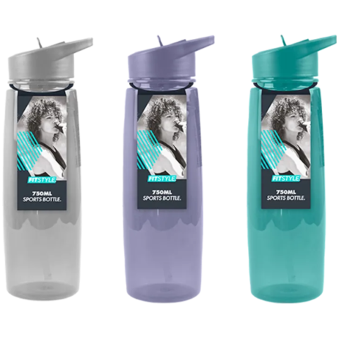 Fitstyle Folding Spout Sports Bottle 750ml Assorted Colours