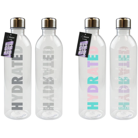 Fitstyle Hydrated Tracking Water Bottle 1.1L Assorted