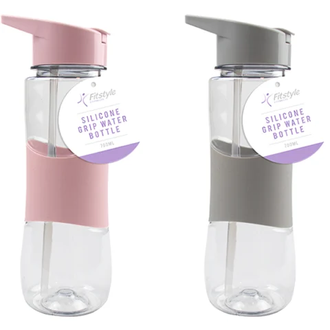 Fitstyle Silicone Grip Water Bottle 700ml Assorted Colours