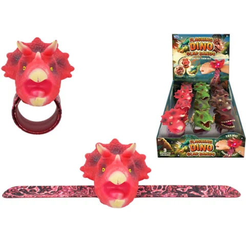Flashing Dinosaur Slap Bands Assorted