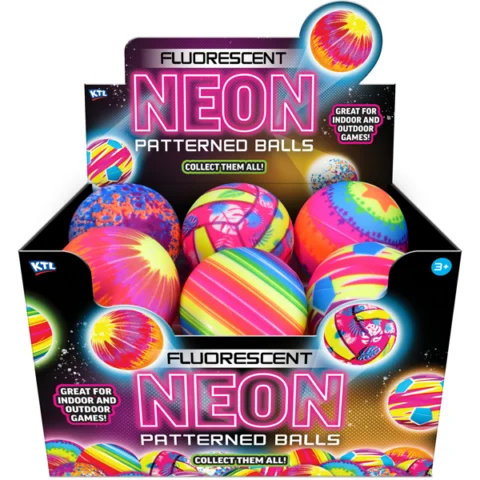 Fluorescent Neon Patterned Ball 10cm Assorted