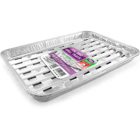 Foil BBQ Grill Trays 33cm x 23cm 2 Pack