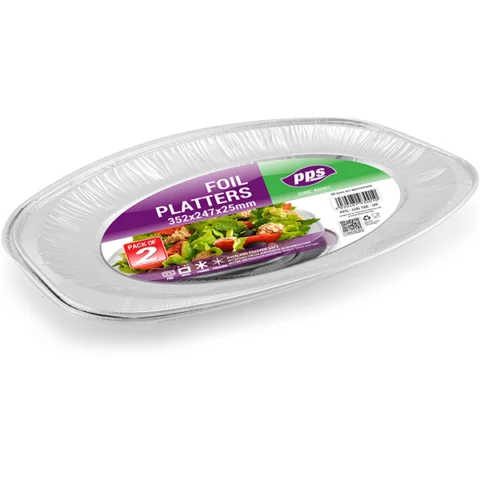 Foil Platters 35.2cm X 24.7cm x 2.5cm 2 Pack