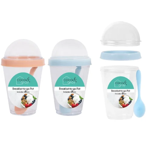Food Storage Breakfast-To-Go Pot With Spoon 350ml Assorted Colours