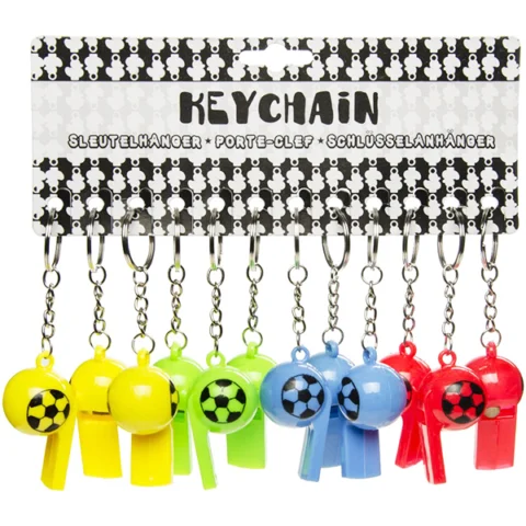 Football Key Ring Whistle Assorted Colours