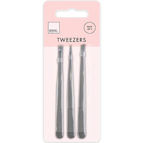 Forever Beautiful Assorted Tweezers 3 Pack