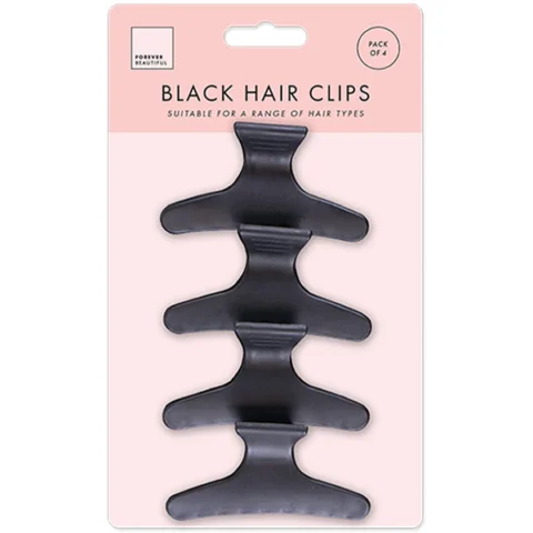 Forever Beautiful Black Hair Clips 4 Pack