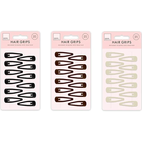 Forever Beautiful Large Hair Grips 12 Pack Assorted Colours