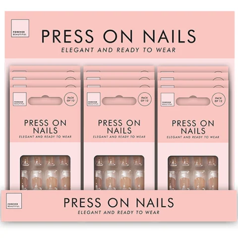 Forever Beautiful Press-On Nails 12 Pack Assorted Sizes