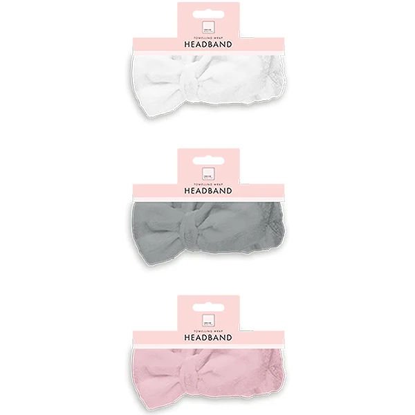 Forever Beautiful Toweling Bow Wrap Headband Assorted Colours