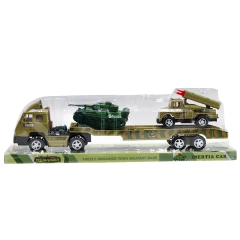 Friction Military Truck With Tank, Armoured Vehicle & Soldiers