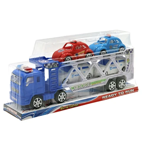 Friction Police Truck With Four Police Cars