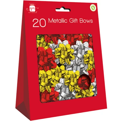 Giftmaker Assorted Colour Metallic Gift Bows 20 Pack