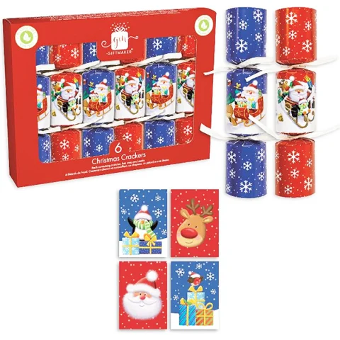 Giftmaker Assorted Santa & Friends Christmas Crackers 6" 6 Pack