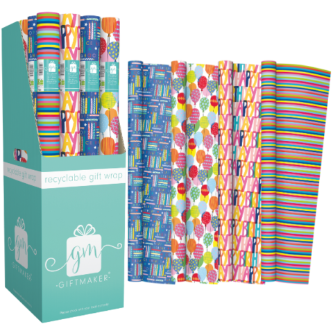 Giftmaker Birthday Brights Gift Wrap 69cm X 3m Assorted