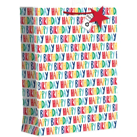 Giftmaker Brights Text Happy Birthday Gift Bag XL