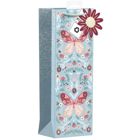 Giftmaker Butterfly Floral Gift Bag Bottle