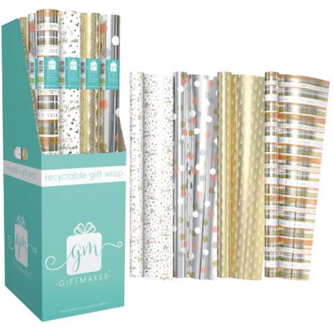 Giftmaker Celebrations Foil Gift Wrap 69cm X 1.5m Assorted